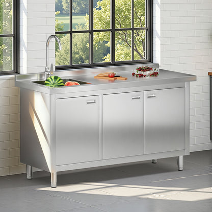 Stainless Steel Sink Cabinet Amerlife 60" x 24" x 33.5"
