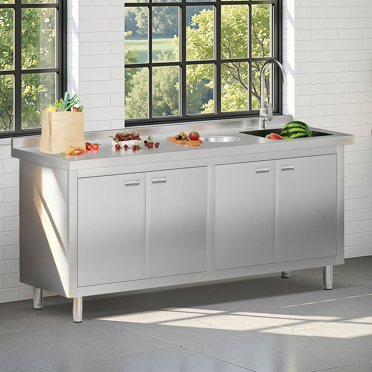 Stainless Steel Sink Cabinet Amerlife 72" x 24" x 33.5"