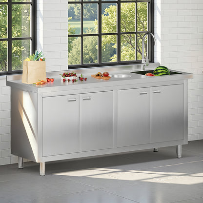 Stainless Steel Sink Cabinet Amerlife 72" x 24" x 33.5"