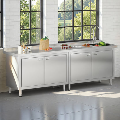 Stainless Steel Sink Cabinet Amerlife 96" x 24" x 33.5"