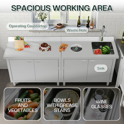 Stainless Steel Sink Cabinet Amerlife 84" x 24" x 33.5"