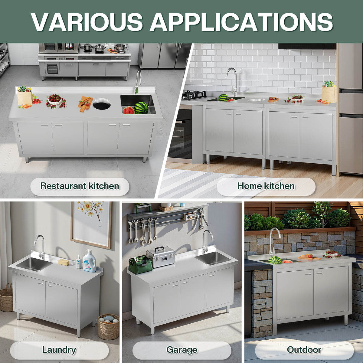 Stainless Steel Sink Cabinet Amerlife 