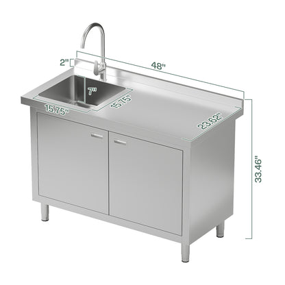 Stainless Steel Sink Cabinet Amerlife 48" x 24" x 33.5"