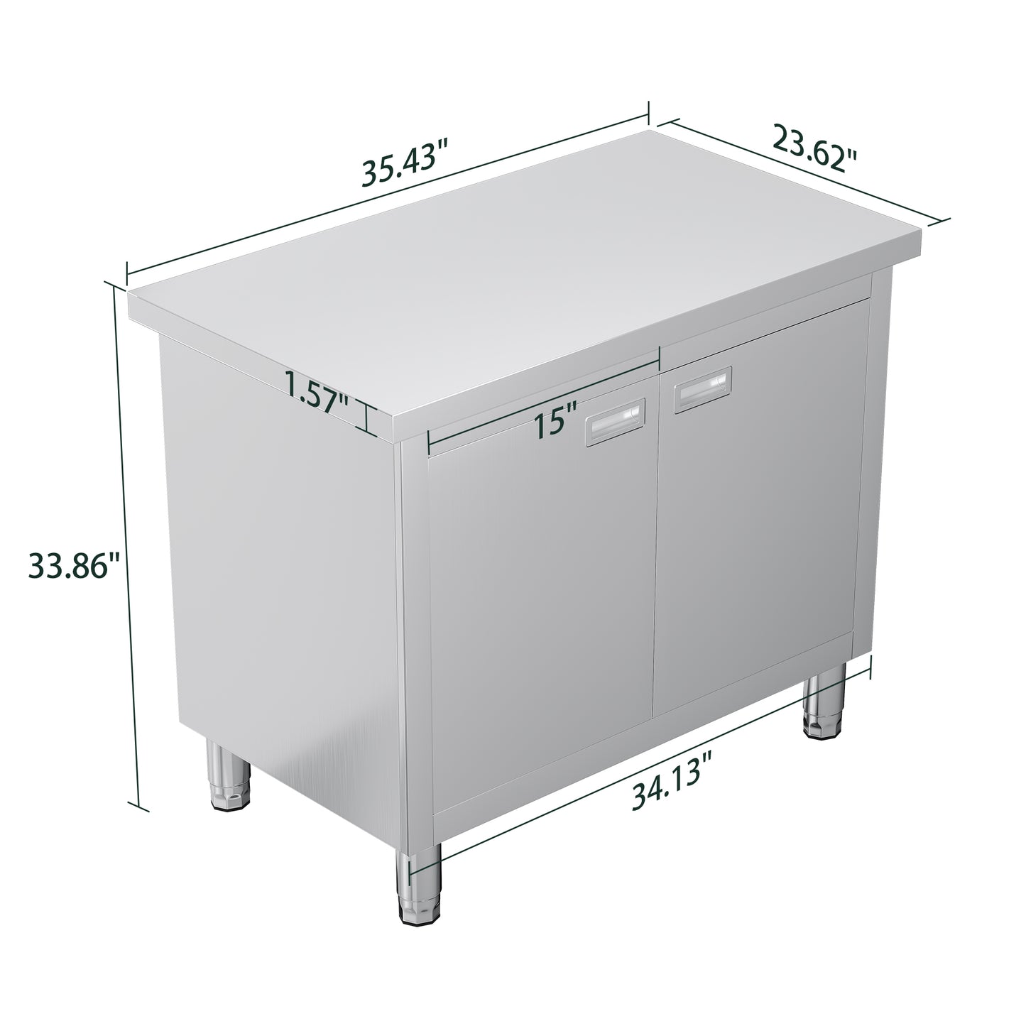 Stainless Steel Work Cabinet Amerlife 24" x 36" x 34" - Sink Cabinet with Trash Bin