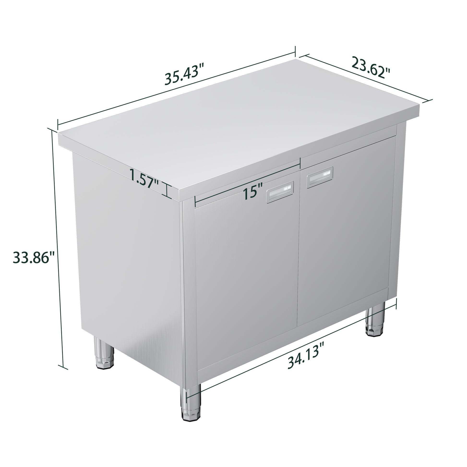 Stainless Steel Work Cabinet Amerlife 24" x 36" x 34" - Sink Cabinet with Trash Bin