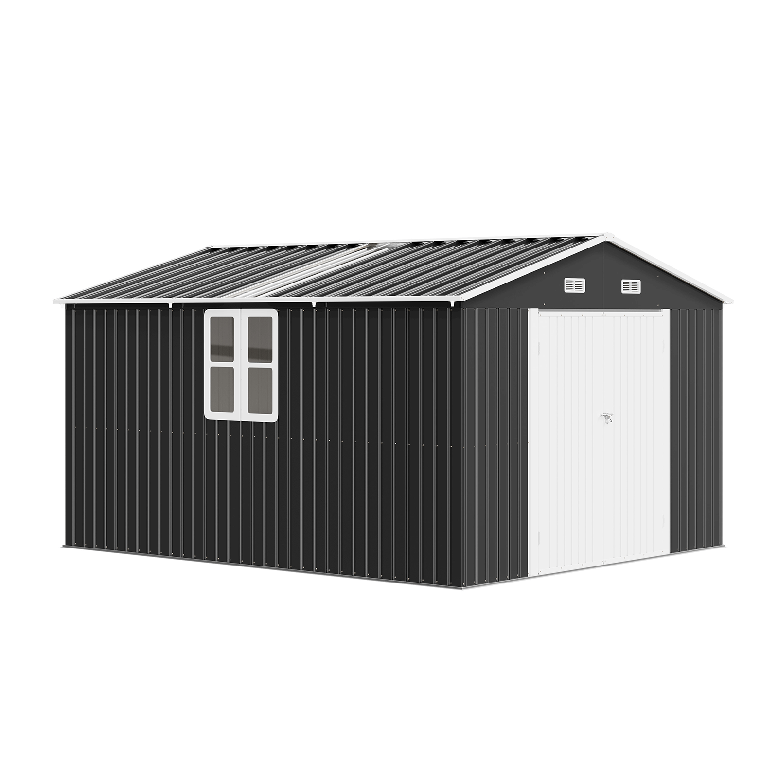 Outdoor Storage Shed with Transparent Panels Amerlife 10x12x7 FT 