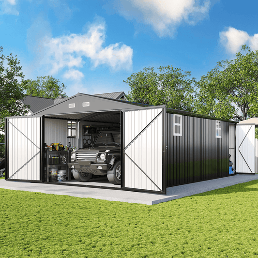 Extra Large Outdoor Metal Garage Shed Amerlife 13x21x8 FT
