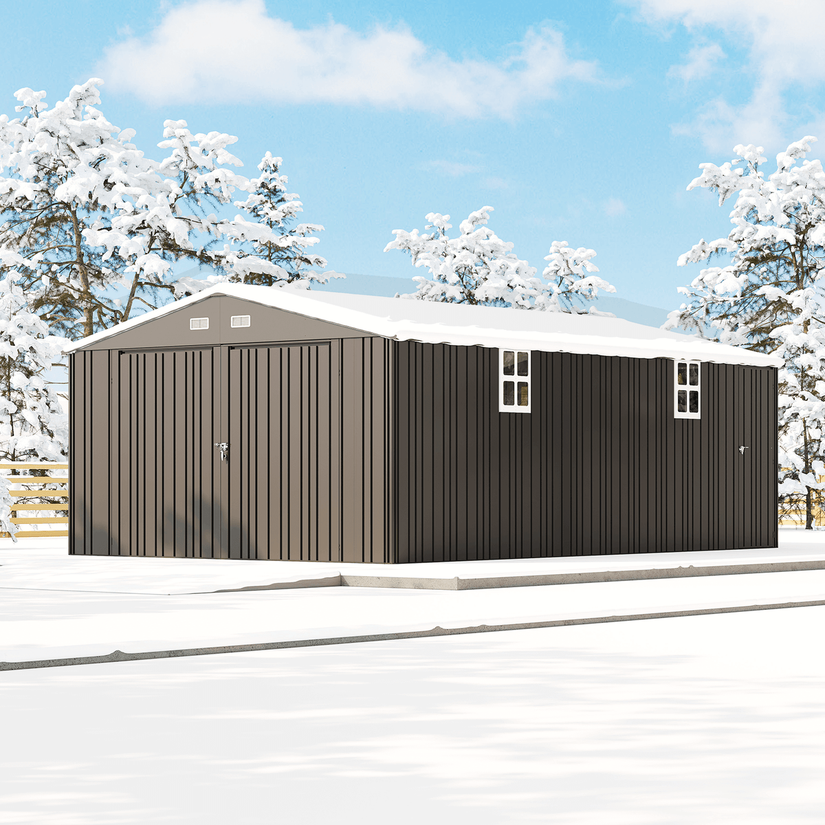 Extra Large Outdoor Metal Garage Shed Amerlife 13x21x8 FT 