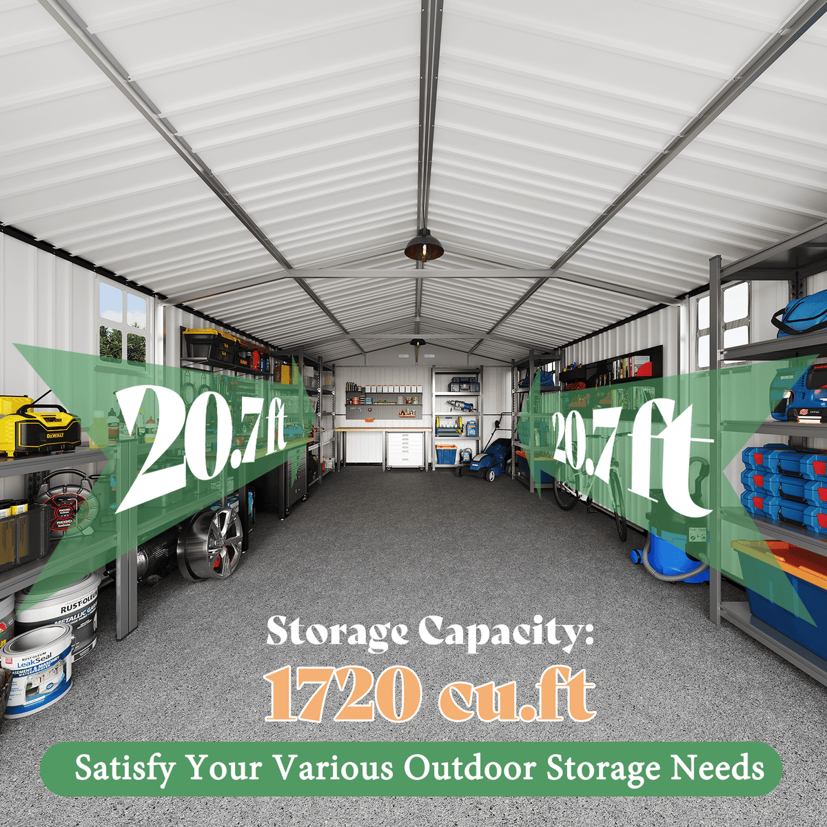 Extra Large Outdoor Metal Garage Shed Amerlife 13x21x8 FT 