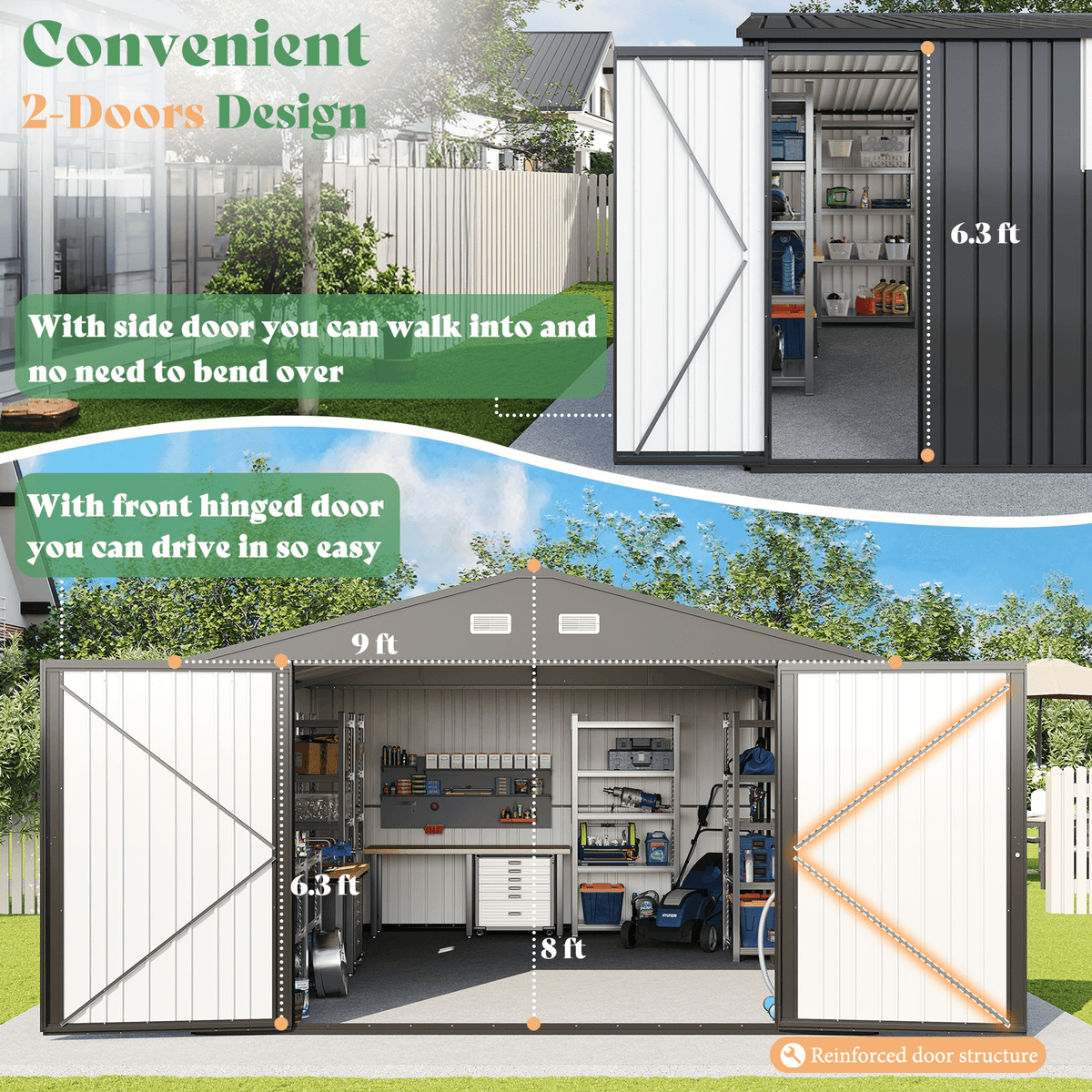 Extra Large Outdoor Metal Garage Shed Amerlife 13x21x8 FT 