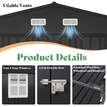 Extra Large Outdoor Metal Garage Shed Amerlife 13x21x8 FT 