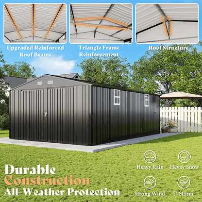 Extra Large Outdoor Metal Garage Shed Amerlife 13x21x8 FT 
