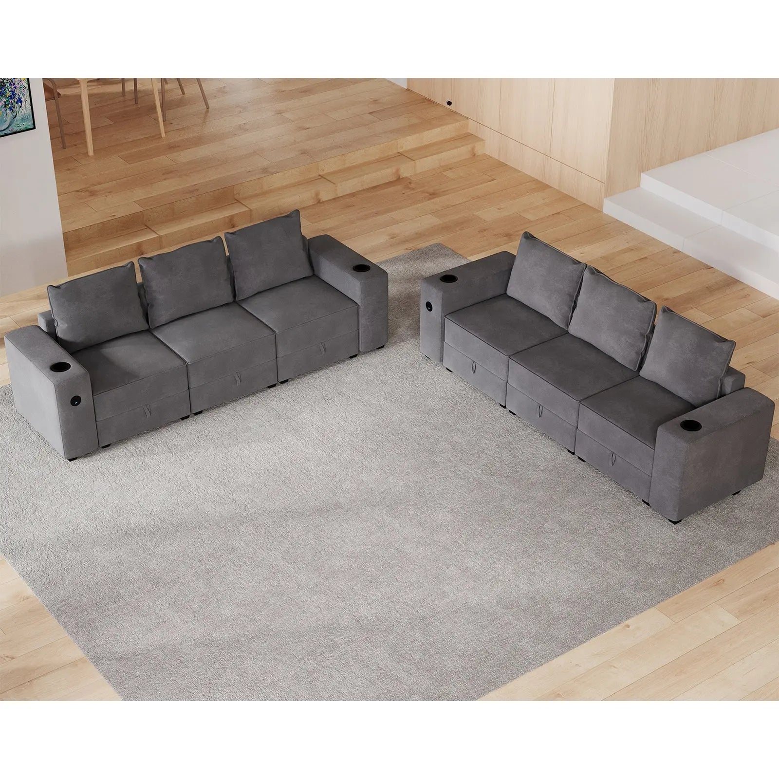 6 Seats-2 Piece / Grey