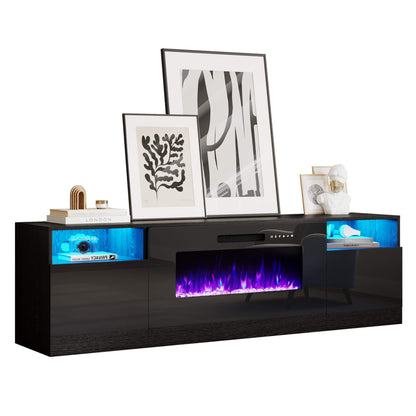 Portal 70" Fireplace TV Stand Amerlife Black