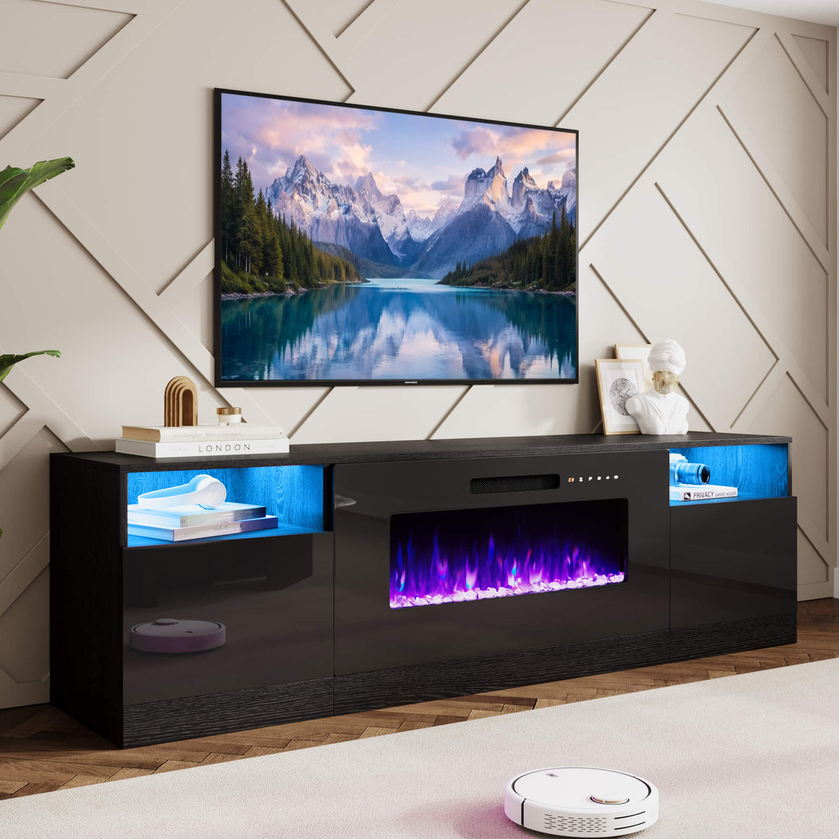 Portal 80" Fireplace TV Stand Amerlife 80" / Black