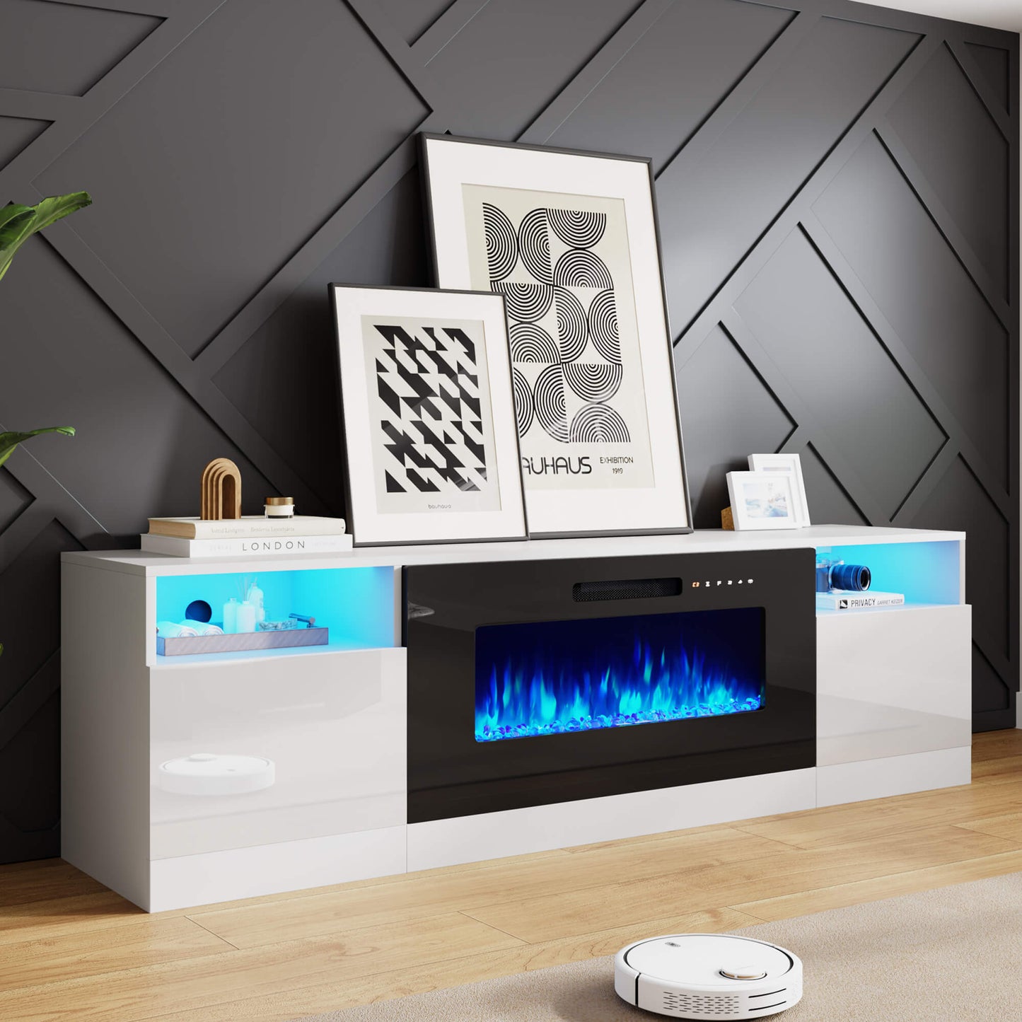 Portal 80" Fireplace TV Stand Amerlife 80" / White & Black