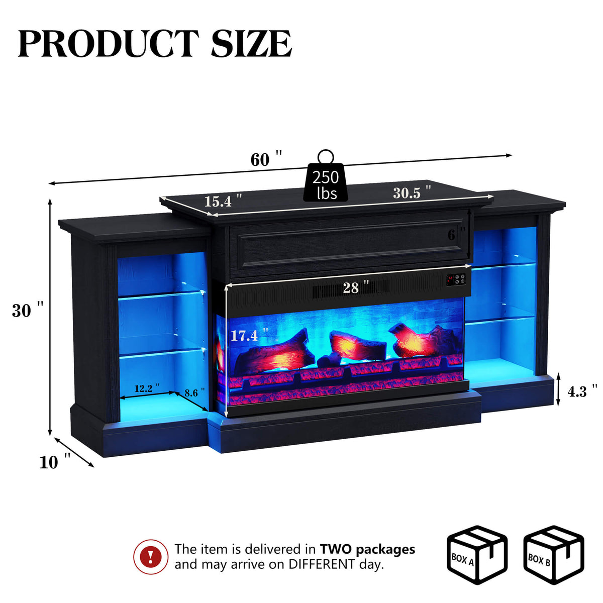 CFT030 Jetson Fireplace TV Stand Black