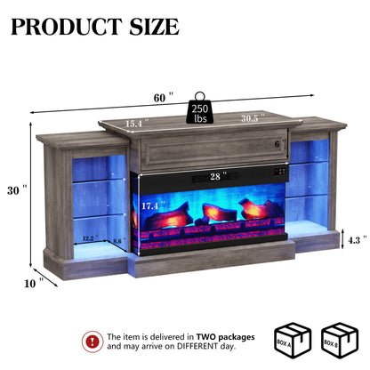 CFT030 Jetson Fireplace TV Stand Wash Grey