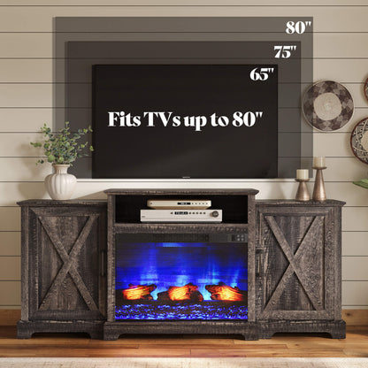 Vista Extra-Wide Fireplace TV Stand Amerlife 70" / Rustic Black