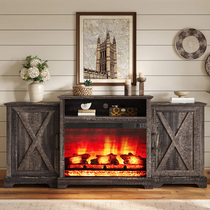 Vista Extra-Wide Fireplace TV Stand Amerlife 70" / Rustic Black