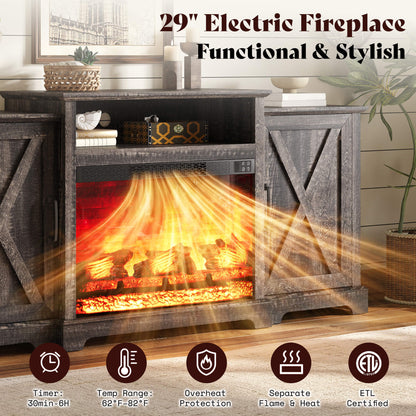 Vista Extra-Wide Fireplace TV Stand Amerlife 70" / Rustic Black