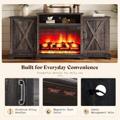 Vista Extra-Wide Fireplace TV Stand Amerlife 70" / Rustic Black