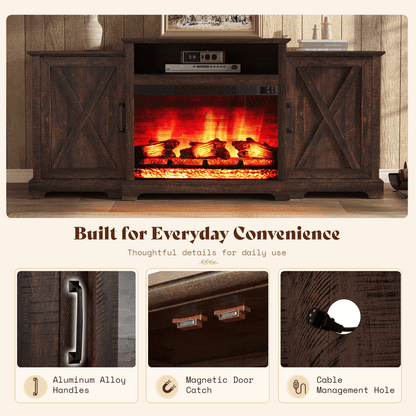 Vista Extra-Wide Fireplace TV Stand Amerlife 70" / Rustic Brown