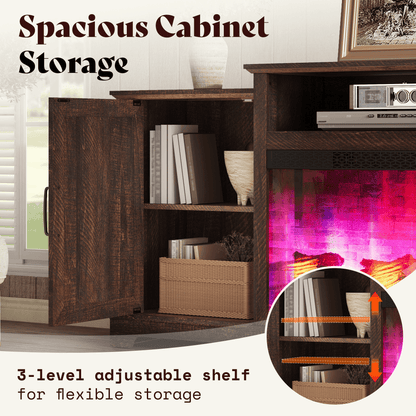 Vista Extra-Wide Fireplace TV Stand Amerlife 70" / Rustic Brown