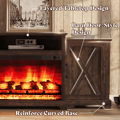 Vista Extra-Wide Fireplace TV Stand Amerlife 70" / Rustic Brown