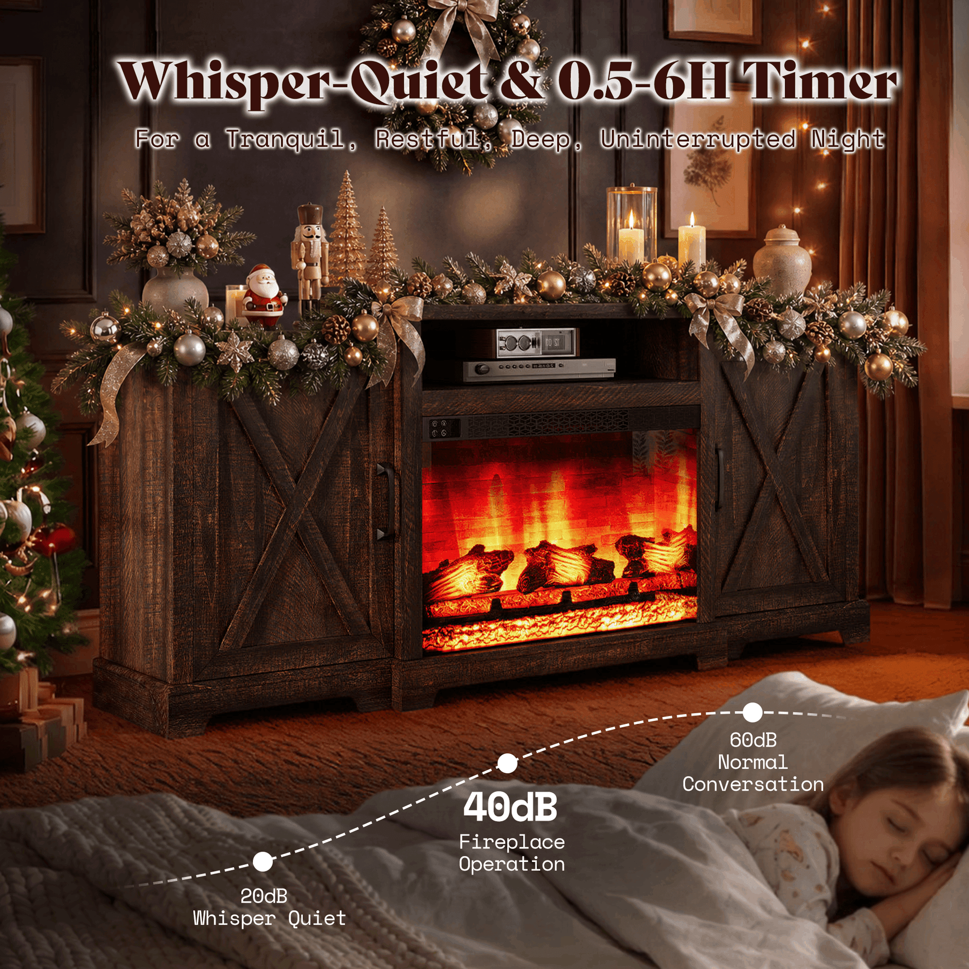 Vista Extra-Wide Fireplace TV Stand Amerlife 70" / Rustic Brown