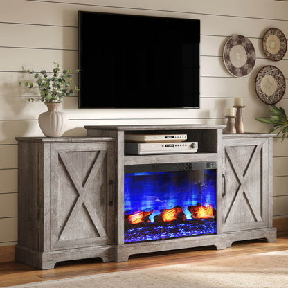 Vista Extra-Wide Fireplace TV Stand Amerlife 70" / Light Grey