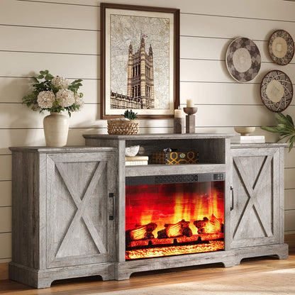 Vista Extra-Wide Fireplace TV Stand Amerlife 70" / Light Grey