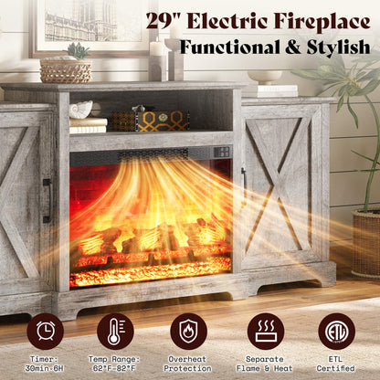 Vista Extra-Wide Fireplace TV Stand Amerlife 70" / Light Grey