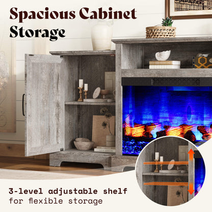 Vista Extra-Wide Fireplace TV Stand Amerlife 70" / Light Grey