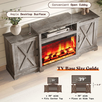 Vista Extra-Wide Fireplace TV Stand Amerlife 70" / Light Grey