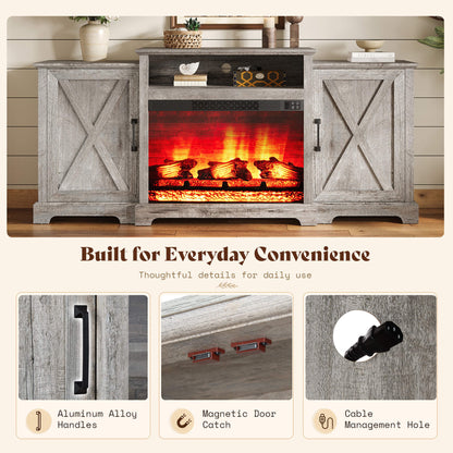 Vista Extra-Wide Fireplace TV Stand Amerlife 70" / Light Grey