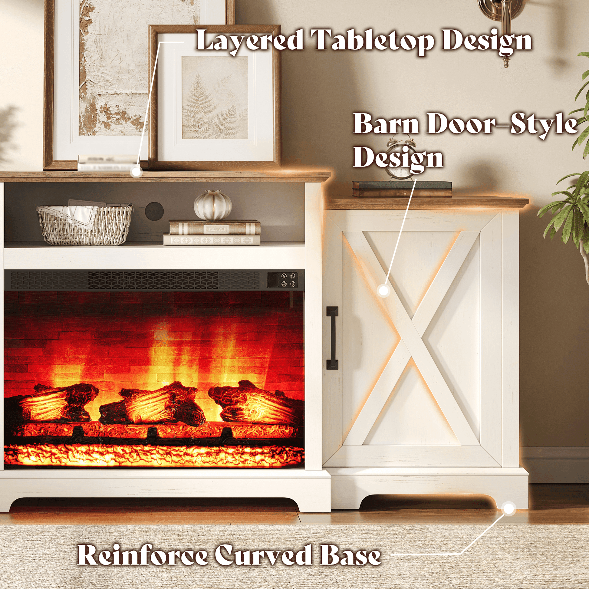 Vista Extra-Wide Fireplace TV Stand Amerlife 70" / White