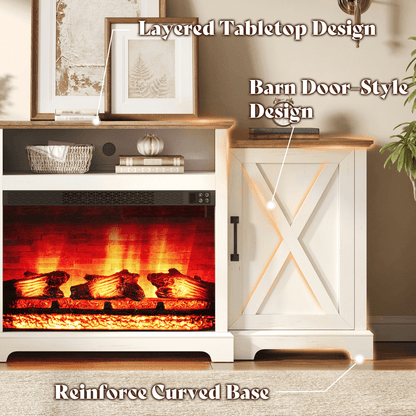 Vista Extra-Wide Fireplace TV Stand Amerlife 70" / White