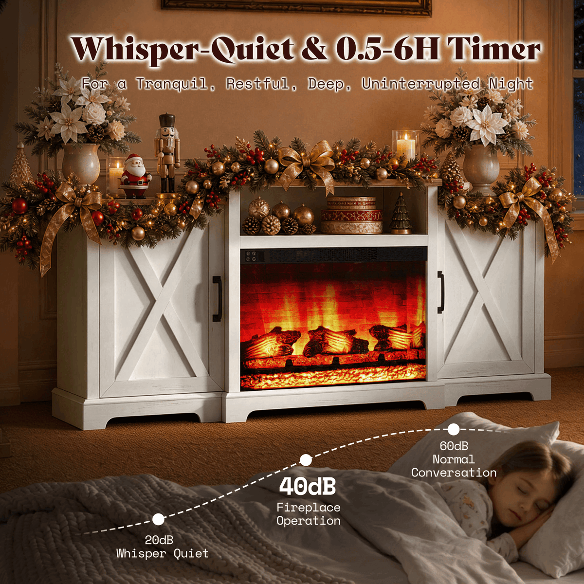 Vista Extra-Wide Fireplace TV Stand Amerlife 70" / White