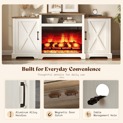 Vista Extra-Wide Fireplace TV Stand Amerlife 70" / White
