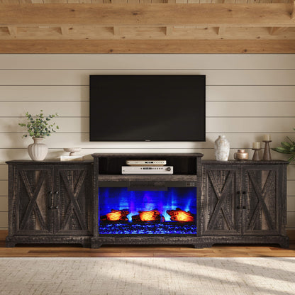 Vista Extra-Wide Fireplace TV Stand Amerlife 97" / Rustic Black