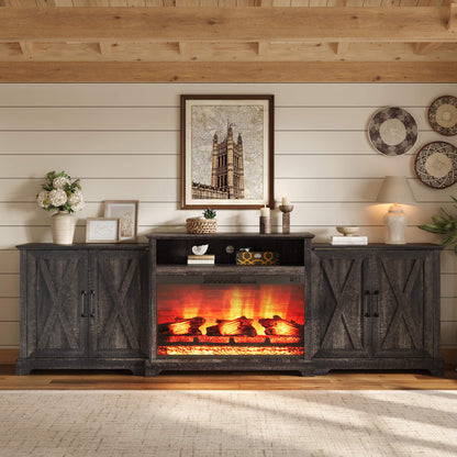 Vista Extra-Wide Fireplace TV Stand Amerlife 97" / Rustic Black