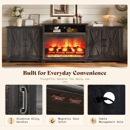 Vista Extra-Wide Fireplace TV Stand Amerlife 97" / Rustic Black