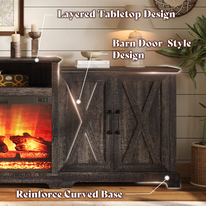 Vista Extra-Wide Fireplace TV Stand Amerlife 97" / Rustic Black
