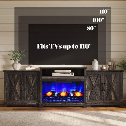 Vista Extra-Wide Fireplace TV Stand Amerlife 97" / Rustic Black