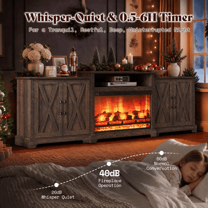 Vista Extra-Wide Fireplace TV Stand Amerlife 97" / Rustic Brown