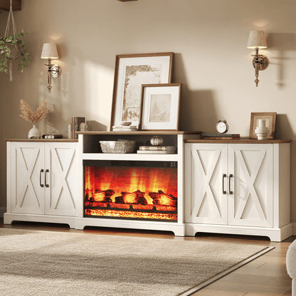 Vista Extra-Wide Fireplace TV Stand Amerlife 97" / White