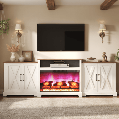 Vista Extra-Wide Fireplace TV Stand Amerlife 97" / White