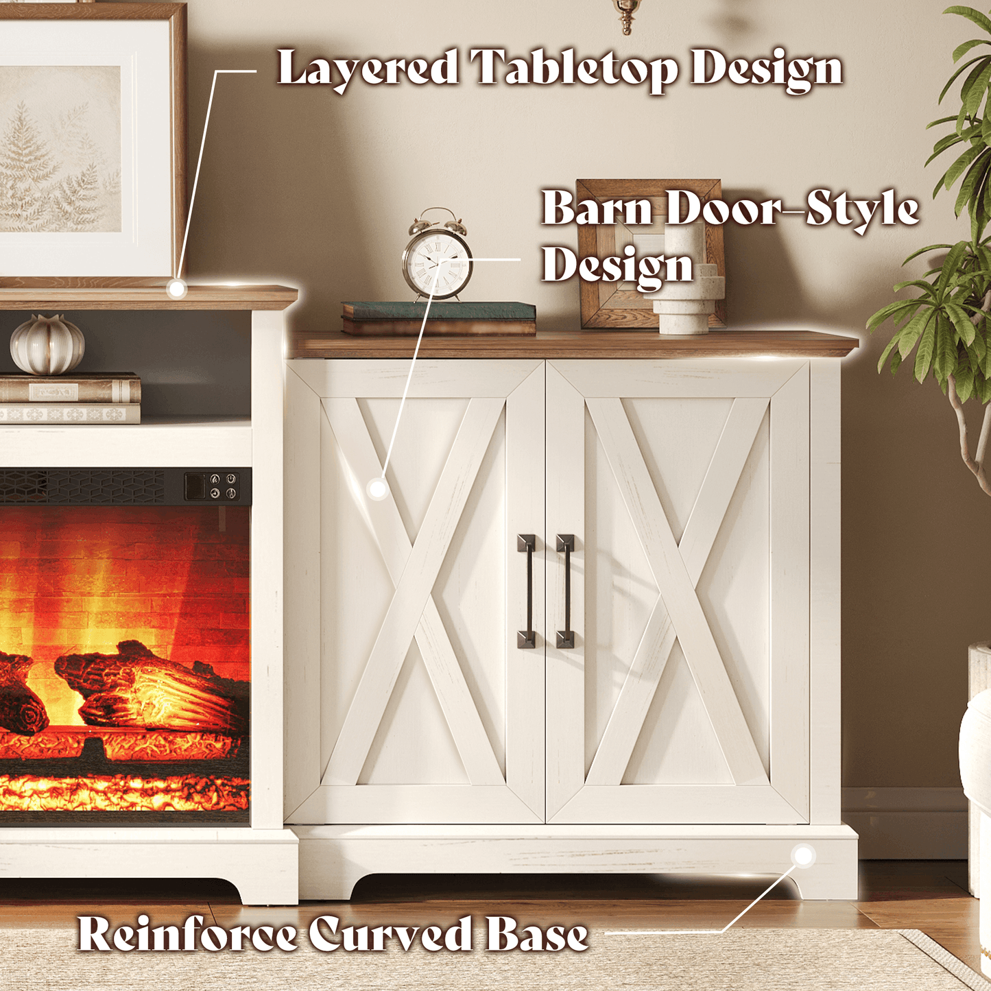 Vista Extra-Wide Fireplace TV Stand Amerlife 97" / White