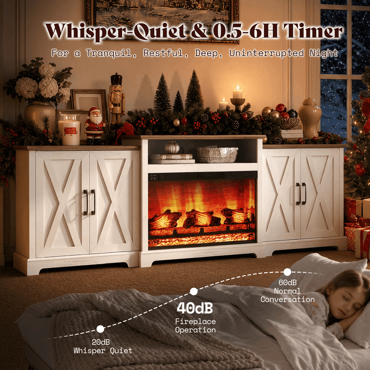 Vista Extra-Wide Fireplace TV Stand Amerlife 97" / White
